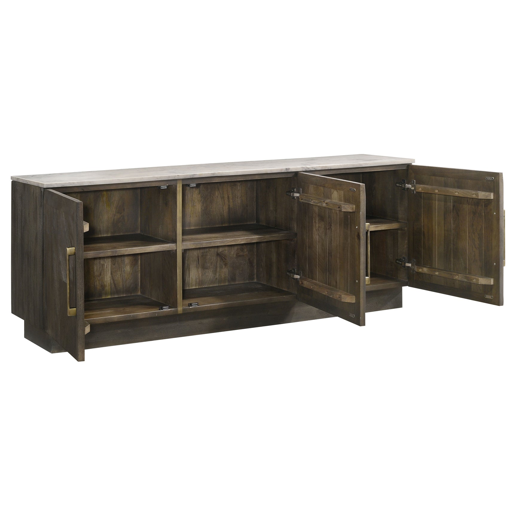 Dennis 3-door Marble Top Sideboard Buffet Tobacco Grey - Tampa Furniture Outlet