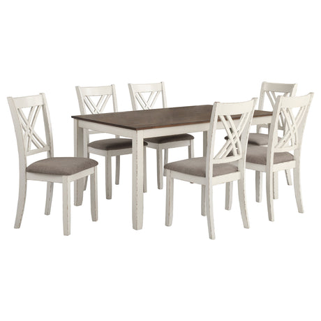 Fortress 7-piece Rectangular Dining Set Vintage Vanilla - Tampa Furniture Outlet