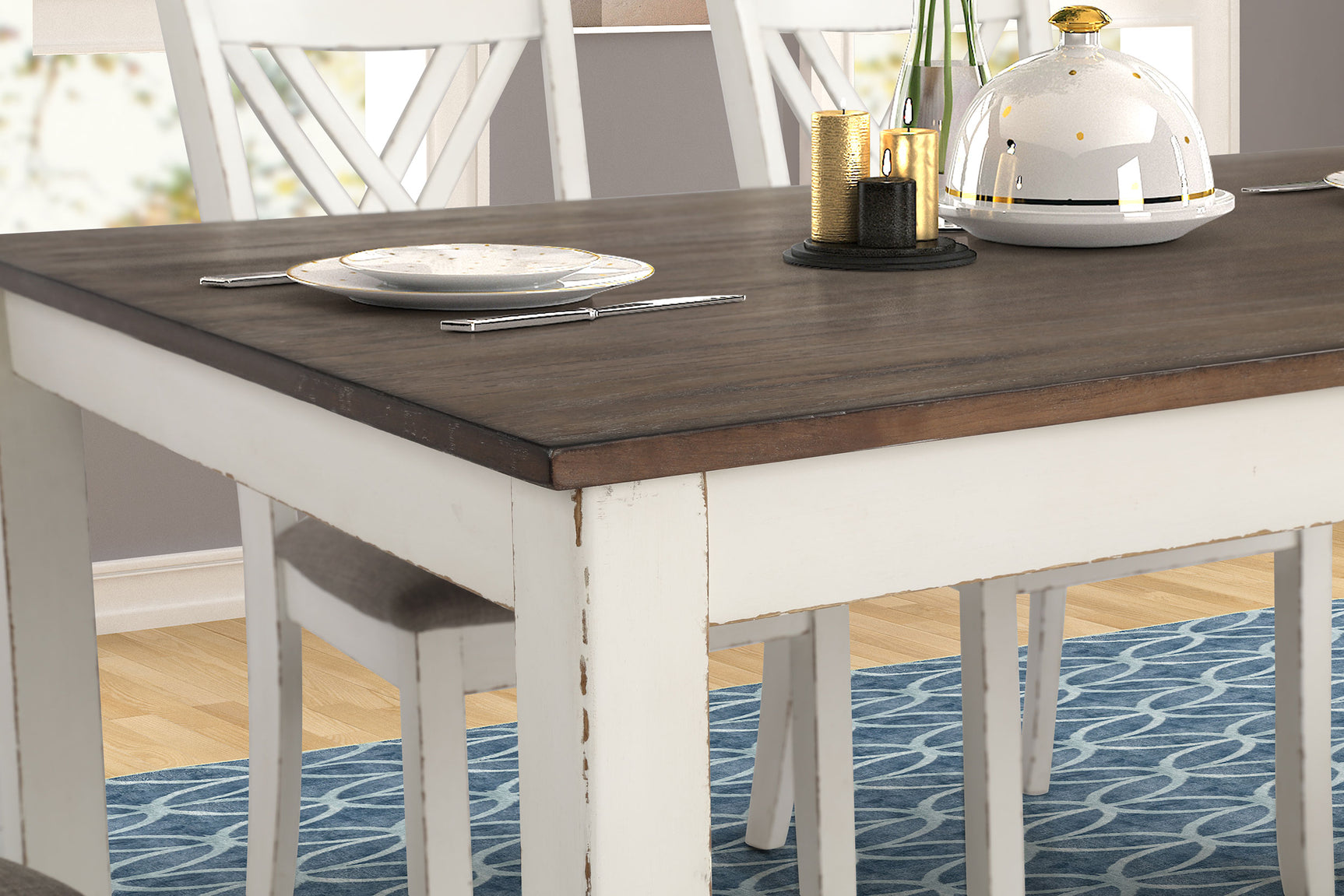 Fortress 7-piece Rectangular Dining Set Vintage Vanilla - Tampa Furniture Outlet
