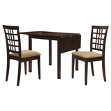 Kelso 3-piece Drop Leaf Dining Table Set Cappuccino and Tan - Tampa Furniture Outlet