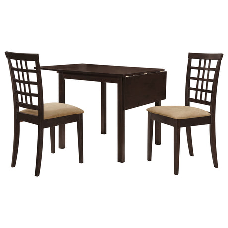 Kelso 3-piece Drop Leaf Dining Table Set Cappuccino and Tan - Tampa Furniture Outlet
