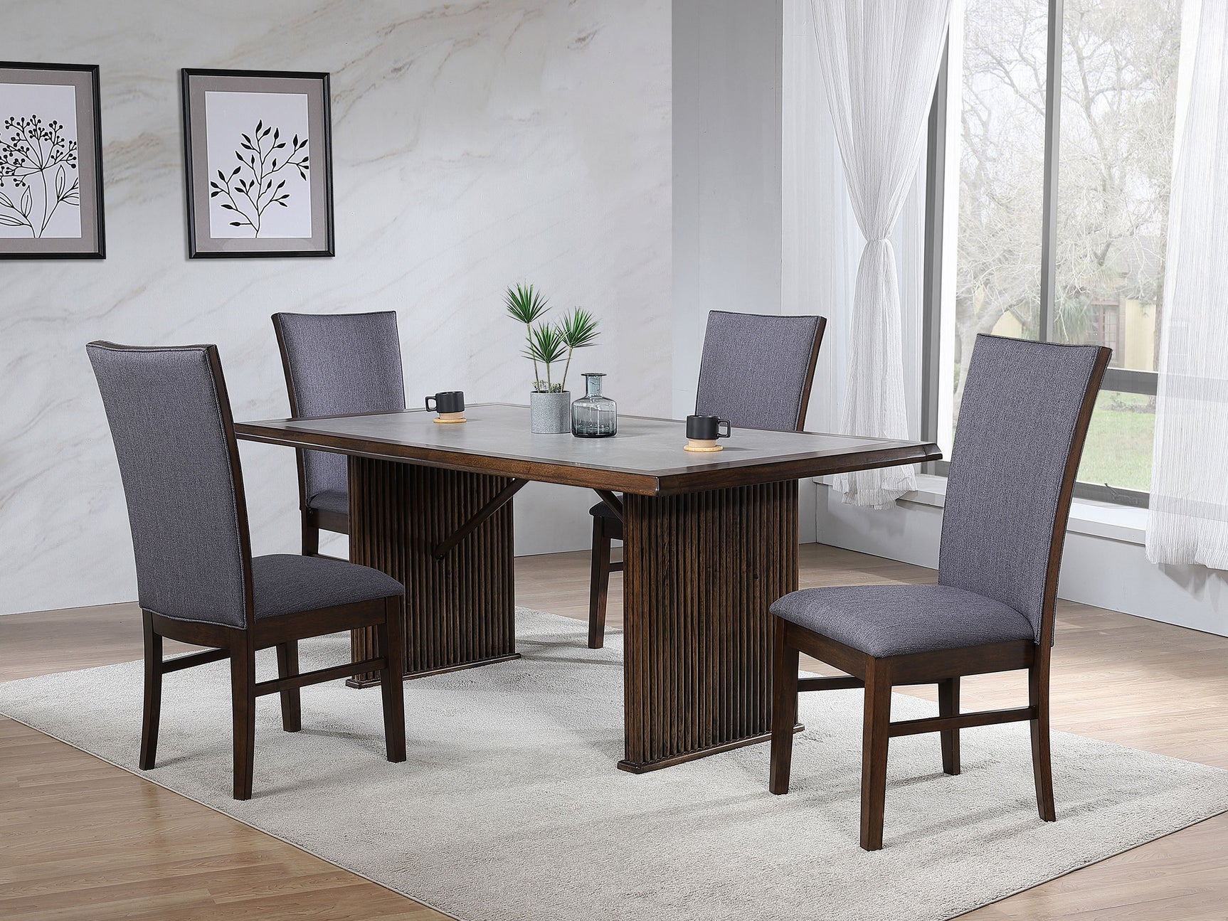 Tampa Furniture Outlet - Coaster - Sherwood 5-piece Rectangular Dining Table Set Brown - 193591-S5