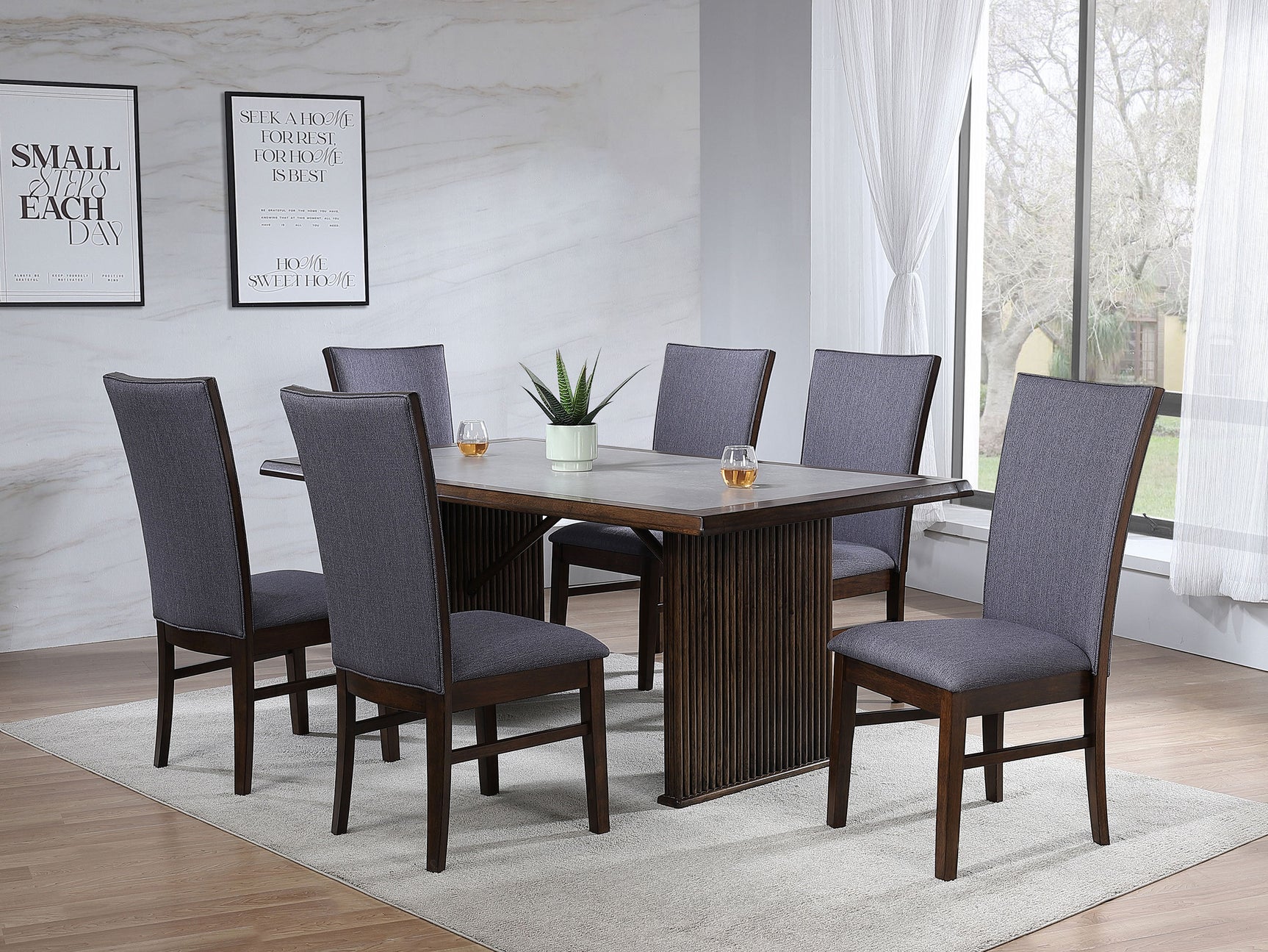 Sherwood Upholstered Dining Side Chair Grey (Set of 2) - Tampa Furniture Outlet