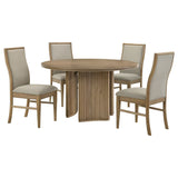 Adina 5-piece Round Dining Table Set Distressed Light Brown