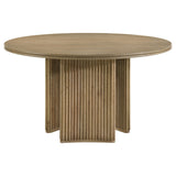 Adina 5-piece Round Dining Table Set Distressed Light Brown