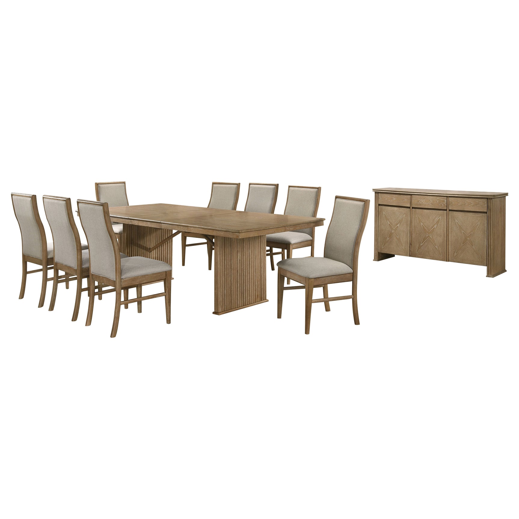 Adina 10-piece Extension Dining Set Distressed Light Brown - Tampa Furniture Outlet