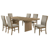Adina 7-piece Extension Dining Set Distressed Light Brown - Tampa Furniture Outlet