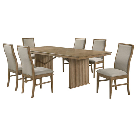 Adina 7-piece Extension Dining Set Distressed Light Brown - Tampa Furniture Outlet