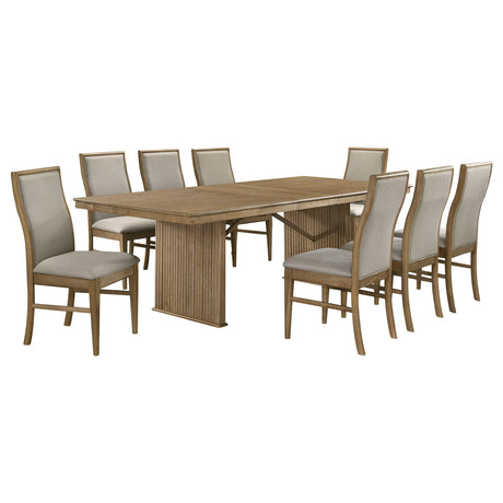 Adina 9-piece Extension Dining Set Distressed Light Brown - Tampa Furniture Outlet
