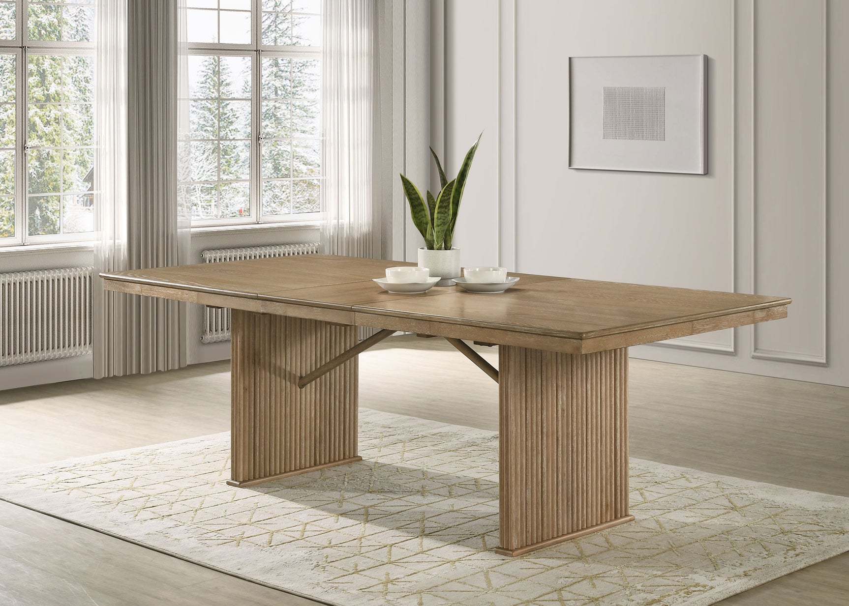 Adina 89-inch Extension Dining Table Distressed Light Brown - Tampa Furniture Outlet