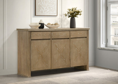 Adina 3-door 59-inch Sideboard Server Distressed Light Brown - Tampa Furniture Outlet