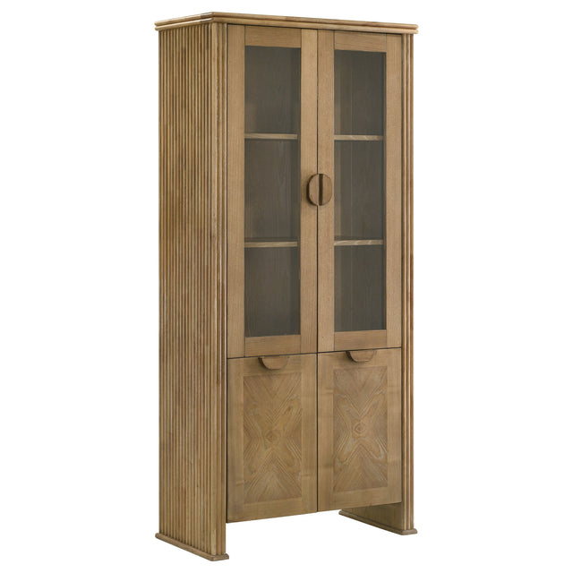 Tampa Furniture Outlet - Coaster - Adina 77-inch Tall Display Cabinet Distressed Light Brown - 193616