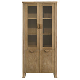 Adina 77-inch Tall Display Cabinet Distressed Light Brown - Tampa Furniture Outlet