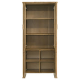 Adina 77-inch Tall Display Cabinet Distressed Light Brown - Tampa Furniture Outlet