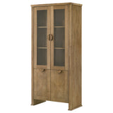 Adina 77-inch Tall Display Cabinet Distressed Light Brown - Tampa Furniture Outlet