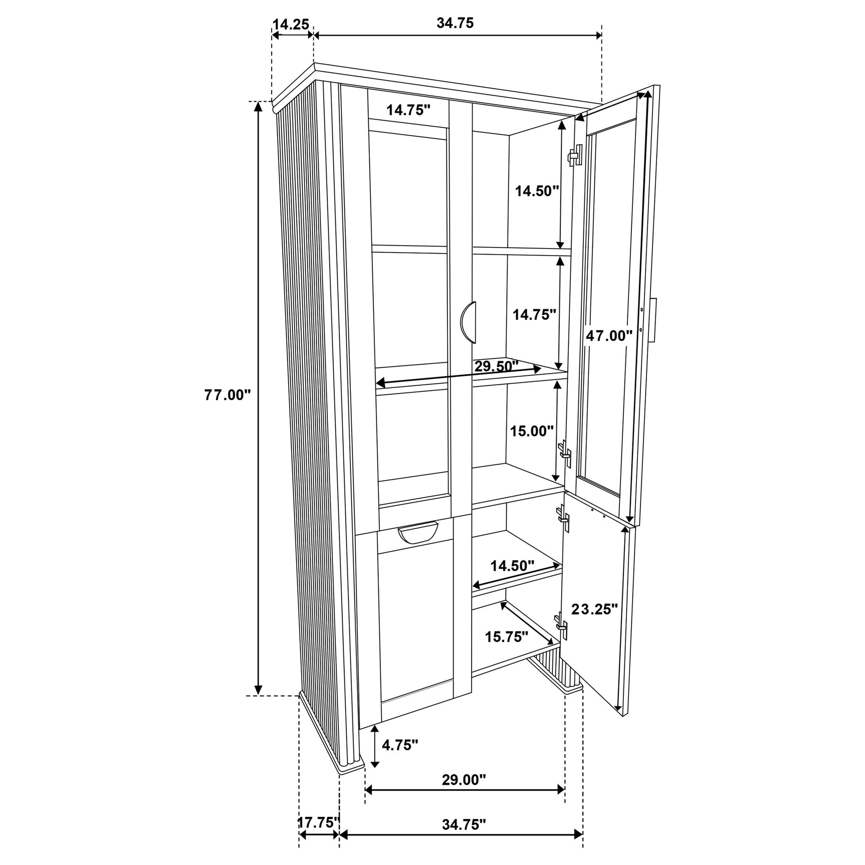 Adina 77-inch Tall Display Cabinet Distressed Light Brown - Tampa Furniture Outlet