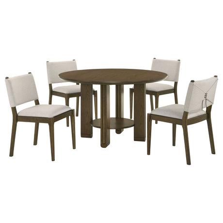 Ottowa 5-piece Round Wood Dining Room Table Set Brown - Tampa Furniture Outlet