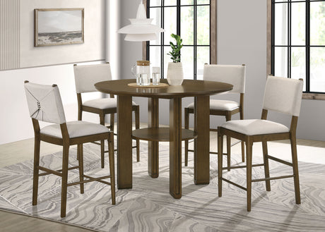 Tampa Furniture Outlet - Coaster - Ottowa 5-piece Round Counter Height Dining Room Set Brown - 193668-S5