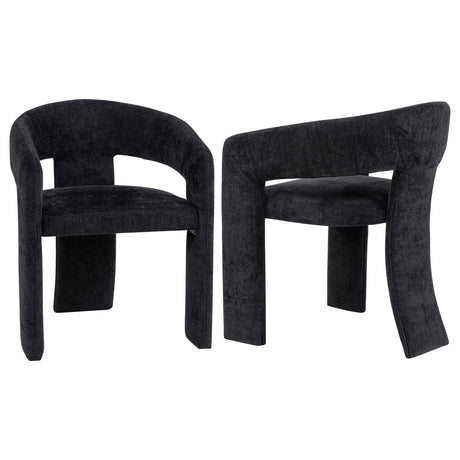 Tampa Furniture Outlet - Coaster - Carlow Upholstered Dining Arm Chair Black (Set of 2) - 193813BLK