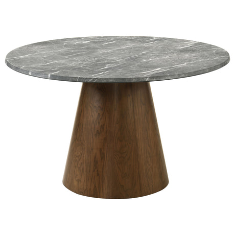Tampa Furniture Outlet - Coaster - Franklin 50-inch Round Dining Table Grey and Dark Oak - 193820