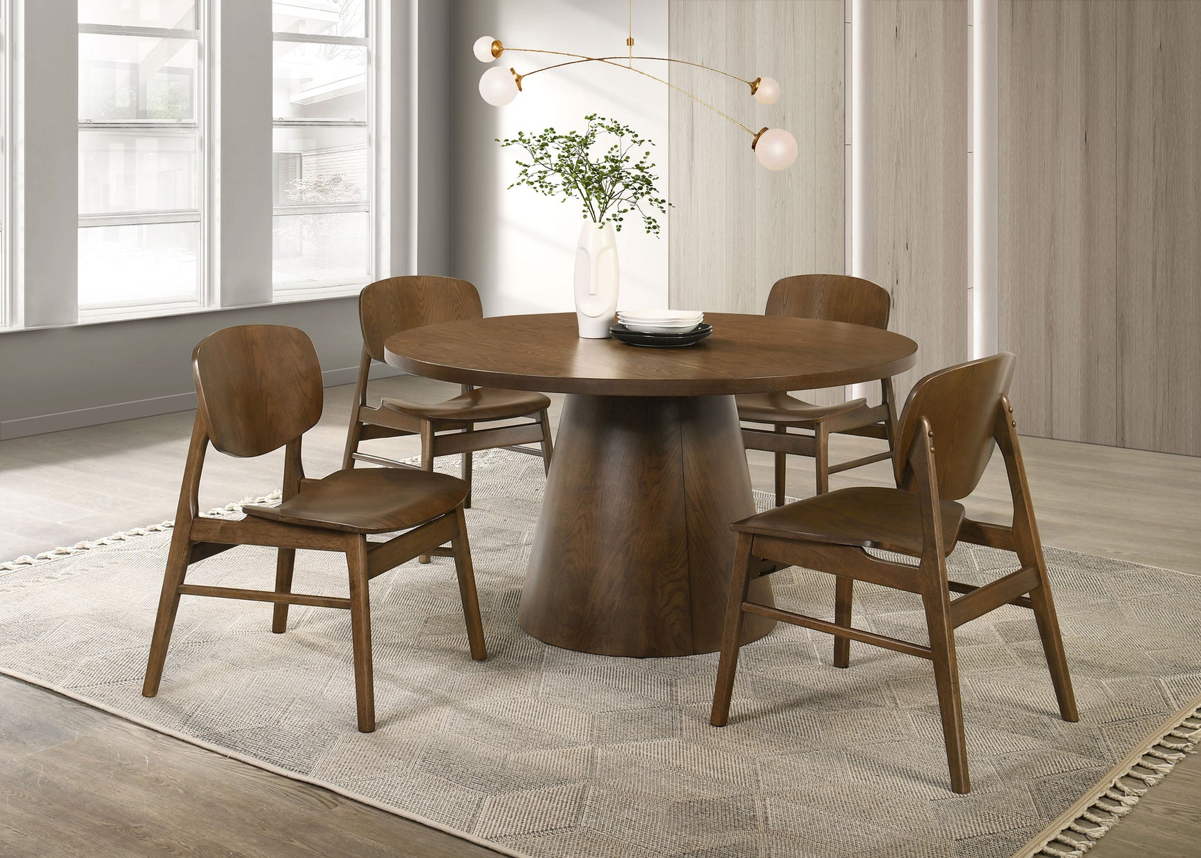 Tampa Furniture Outlet - Coaster - Franklin 5-piece 54-inch Round Dining Table Set Dark Brown - 193830-S5