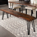 Neve Live Edge Wood Dining Bench Hairpin Legs Grey Sheesham - Tampa Furniture Outlet