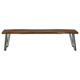 Neve Live Edge Wood Dining Bench Hairpin Legs Grey Sheesham - Tampa Furniture Outlet