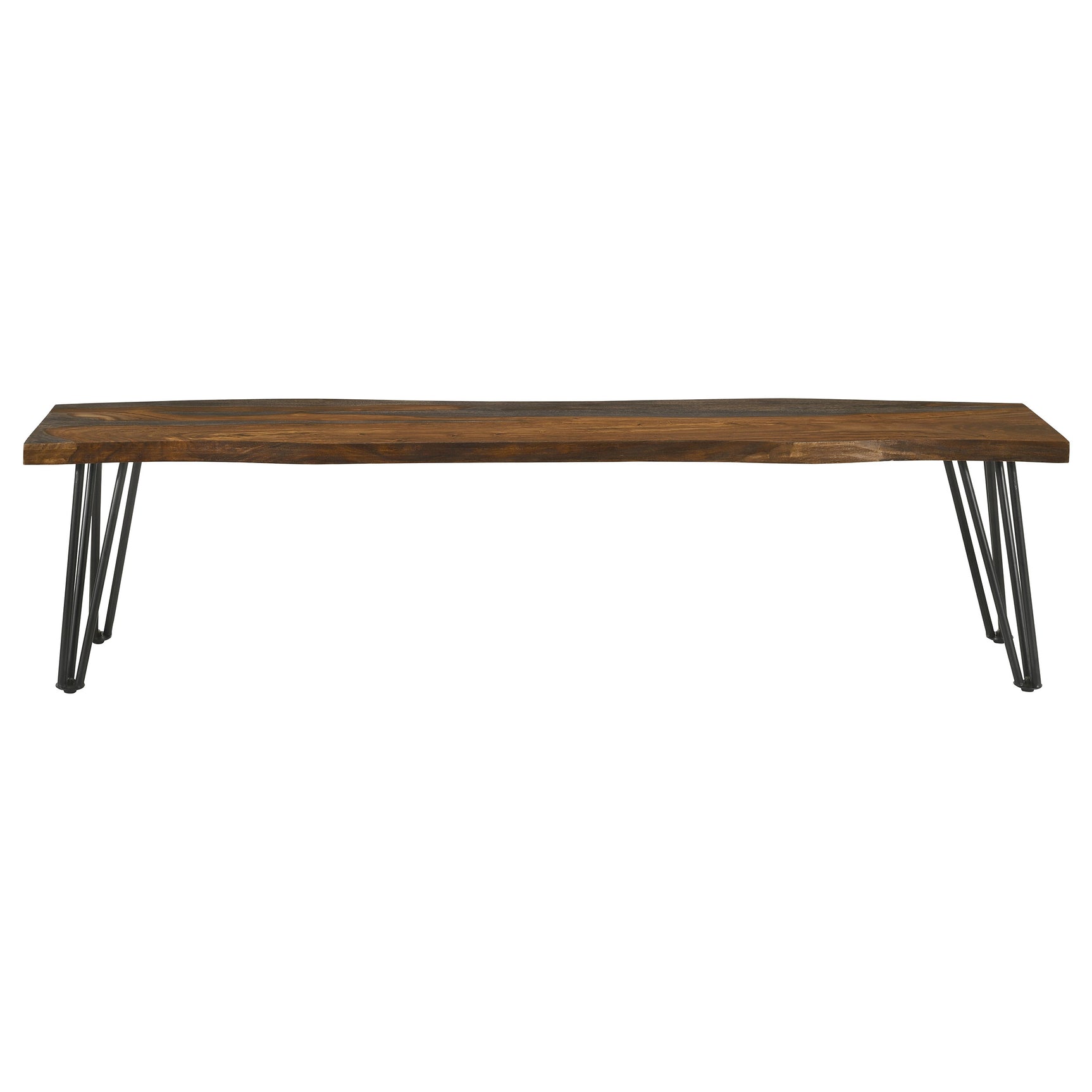Neve Live Edge Wood Dining Bench Hairpin Legs Grey Sheesham - Tampa Furniture Outlet