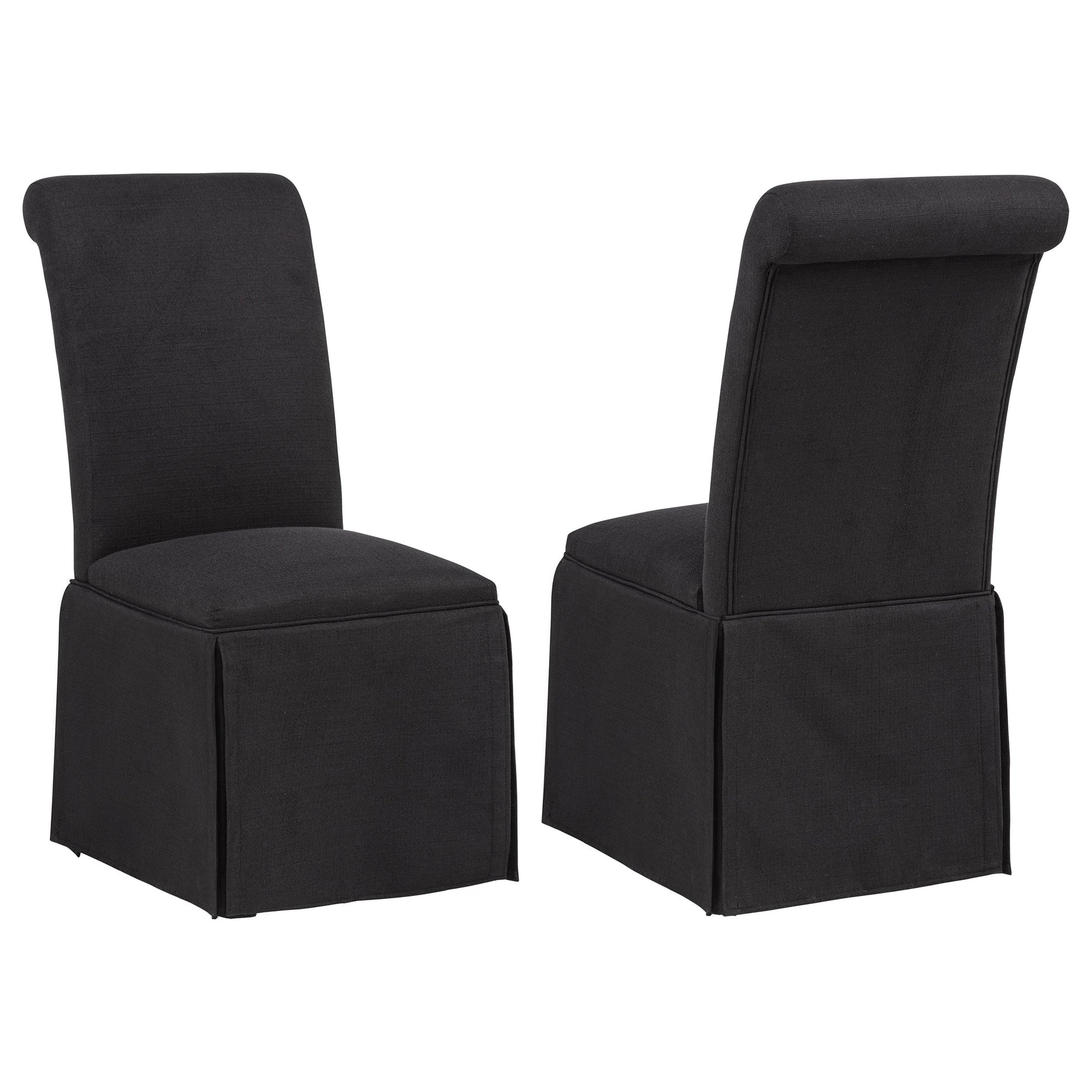 Tampa Furniture Outlet - Coaster - Shawna Upholstered Skirted Side Chair Black (Set of 2) - 193912BLK