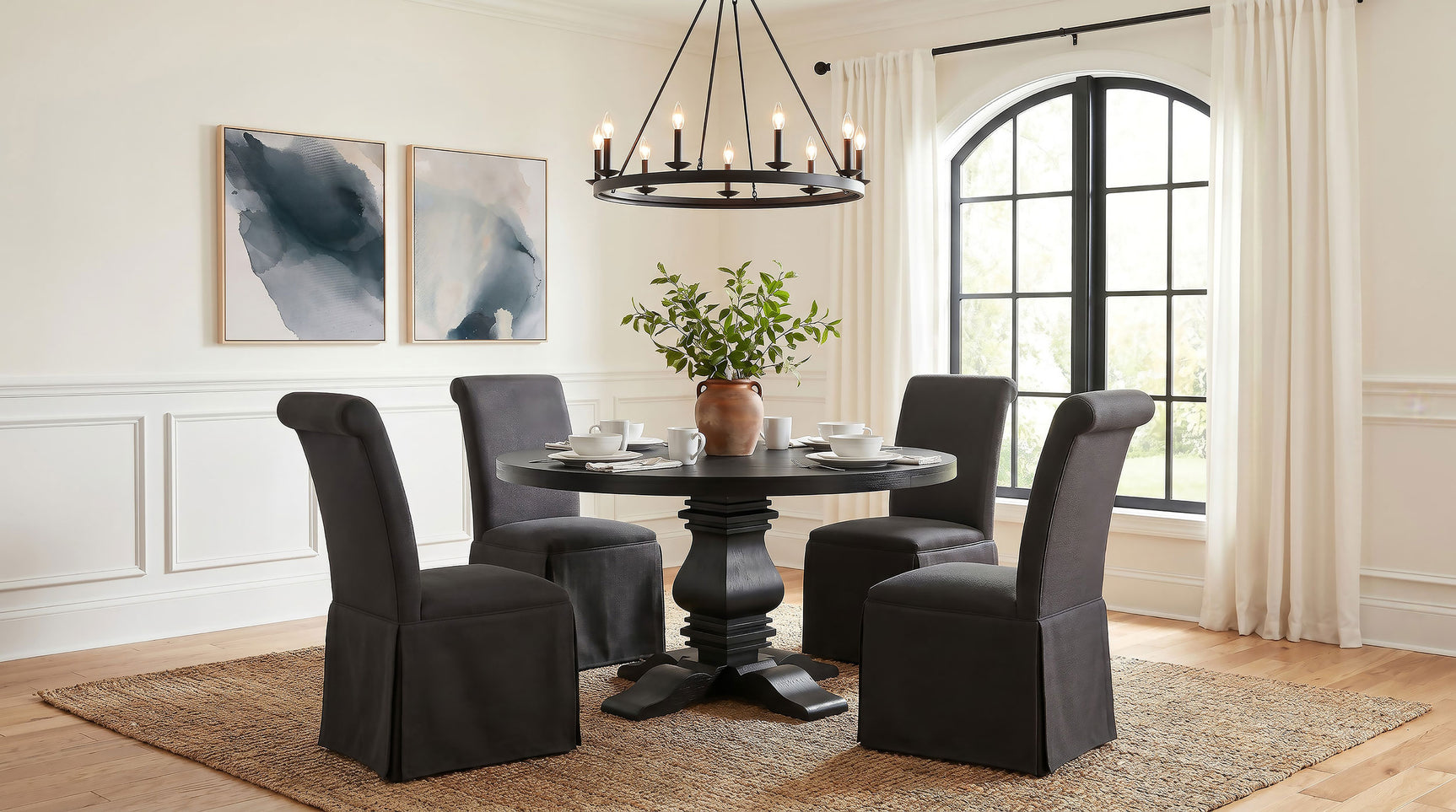 Shawna Upholstered Skirted Side Chair Black (Set of 2)