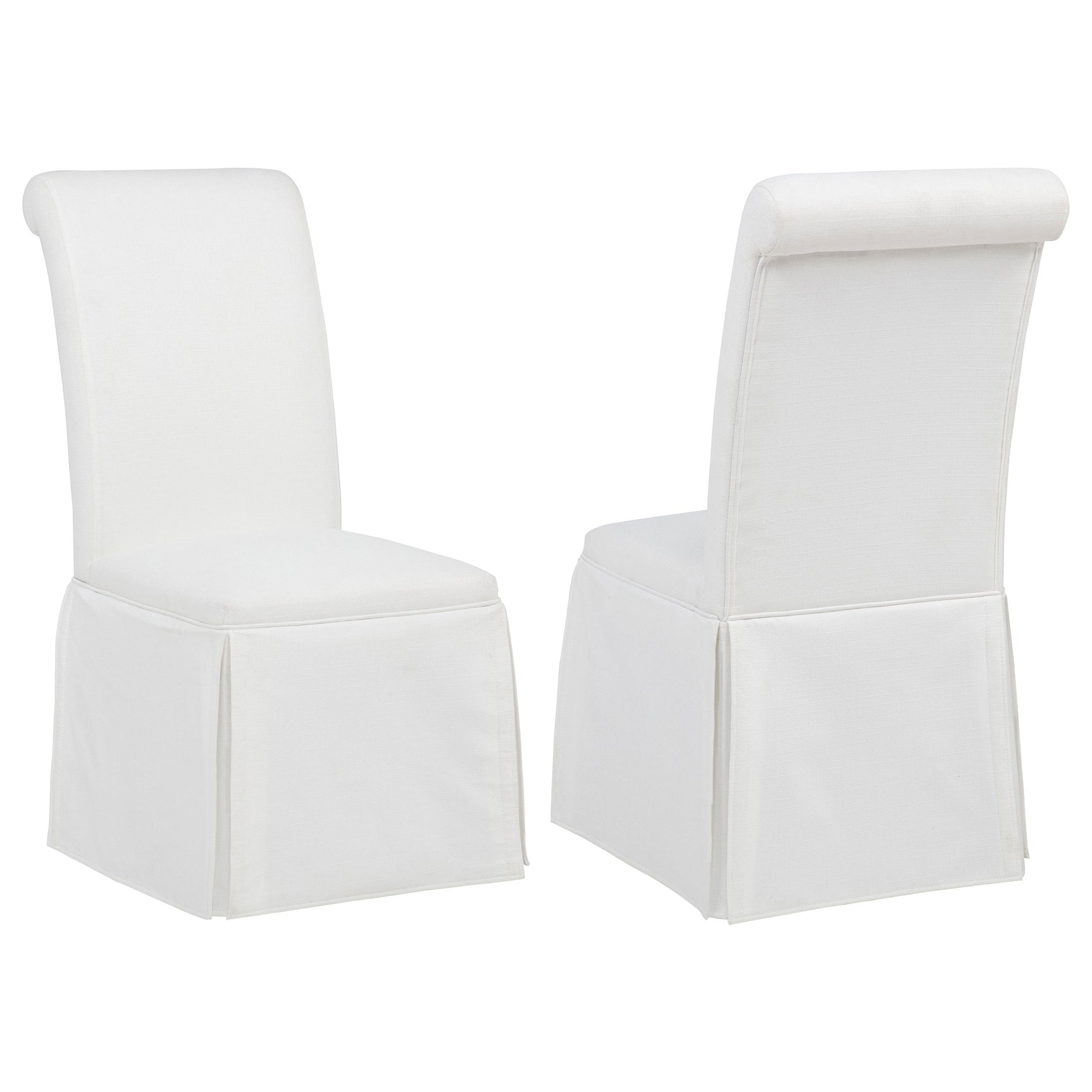 Tampa Furniture Outlet - Coaster - Shawna Upholstered Skirted Side Chair White (Set of 2) - 193912WHT