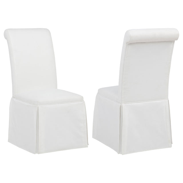 Tampa Furniture Outlet - Coaster - Shawna Upholstered Skirted Side Chair White (Set of 2) - 193912WHT