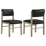Tampa Furniture Outlet - Coaster - Kehoe Upholstered Dining Side Chair Black and Natural Oak (Set of 2) - 193922NAT