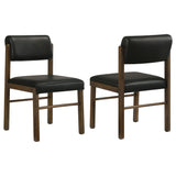 Tampa Furniture Outlet - Coaster - Kehoe Upholstered Dining Side Chair Black and Walnut (Set of 2) - 193922WAL