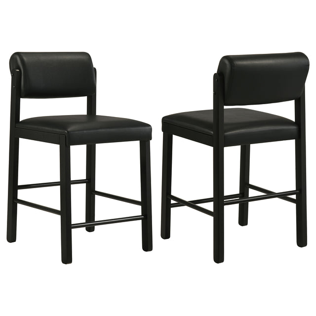 Tampa Furniture Outlet - Coaster - Kehoe Upholstered Counter Height Chair Black (Set of 2) - 193929BLK