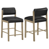 Tampa Furniture Outlet - Coaster - Kehoe Upholstered Counter Height Chair Black and Natural Oak (Set of 2) - 193929NAT