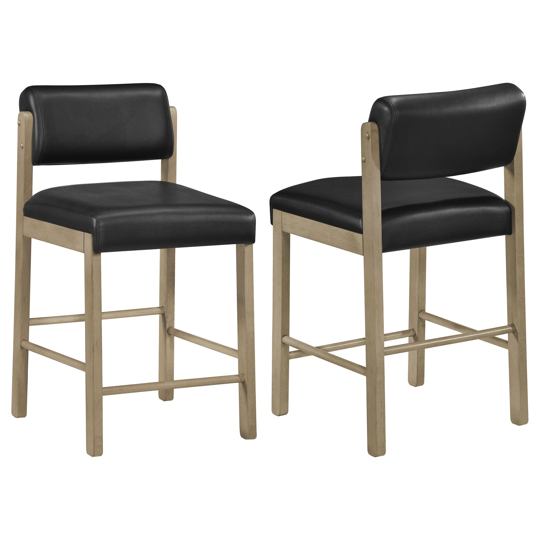 Tampa Furniture Outlet - Coaster - Kehoe Upholstered Counter Height Chair Black and Natural Oak (Set of 2) - 193929NAT