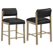 Tampa Furniture Outlet - Coaster - Kehoe Upholstered Counter Height Chair Black and Natural Oak (Set of 2) - 193929NAT