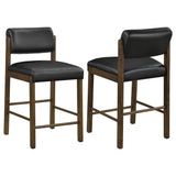 Tampa Furniture Outlet - Coaster - Kehoe Upholstered Counter Height Chair Black and Walnut (Set of 2) - 193929WAL