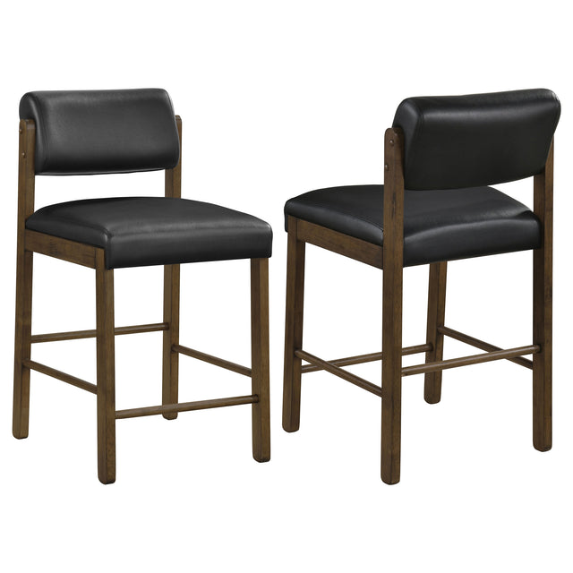 Tampa Furniture Outlet - Coaster - Kehoe Upholstered Counter Height Chair Black and Walnut (Set of 2) - 193929WAL