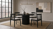 Tampa Furniture Outlet - Coaster - Hamlyn 5-piece Round Wood Dining Set Wheat and Black - 193930BLK-S5A