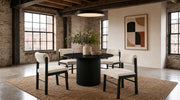 Tampa Furniture Outlet - Coaster - Hamlyn 5-piece Round Wood Dining Set Cream and Black - 193930BLK-S5B