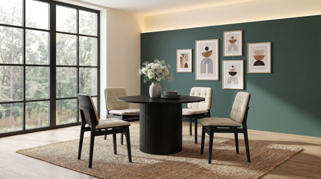 Tampa Furniture Outlet - Coaster - Hamlyn 5-piece Round Wood Dining Set Cream and Black - 193930BLK-S5D