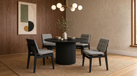 Tampa Furniture Outlet - Coaster - Hamlyn 5-piece Round Wood Dining Set Grey and Black - 193930BLK-S5E