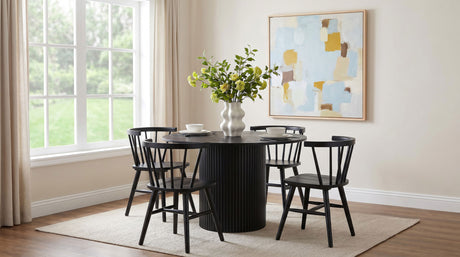 Tampa Furniture Outlet - Coaster - Hamlyn 5-piece Round Wood Dining Set Black - 193930BLK-S5F