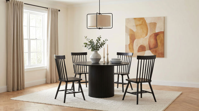 Tampa Furniture Outlet - Coaster - Hamlyn 5-piece Round Wood Dining Set Black - 193930BLK-S5G