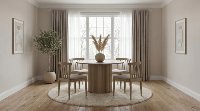 Tampa Furniture Outlet - Coaster - Hamlyn 5-piece Round Wood Dining Set Wheat and Natural Oak - 193930NAT-S5A