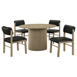Hamlyn 5-piece Round Wood Dining Set Black and Natural Oak