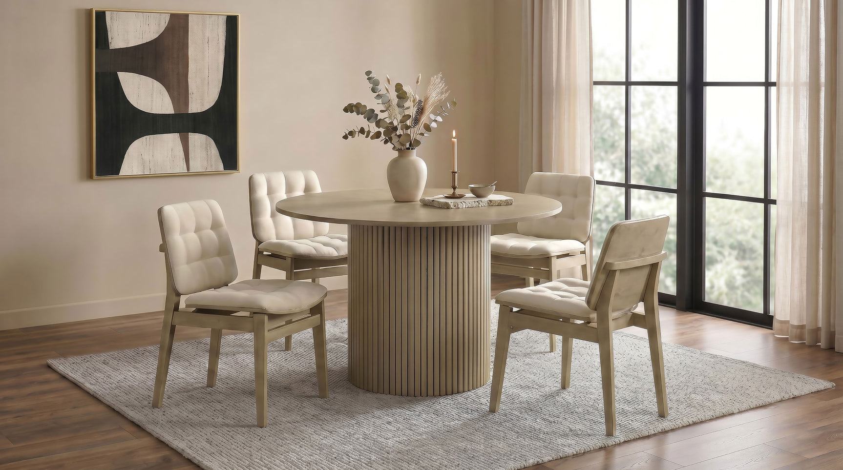 Tampa Furniture Outlet - Coaster - Hamlyn 5-piece Round Wood Dining Set Cream and Natural Oak - 193930NAT-S5D