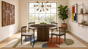 Tampa Furniture Outlet - Coaster - Hamlyn 5-piece Round Wood Dining Set Wheat and Walnut - 193930WAL-S5A